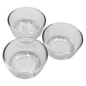 Set 3 Anchor Hocking Fire King Clear Glass Bowls #434 6oz Jello Ramekins Custard